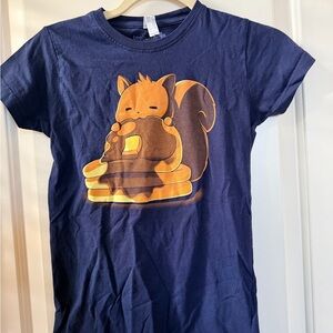 Cute Squirrel Graphic Tee - Navy